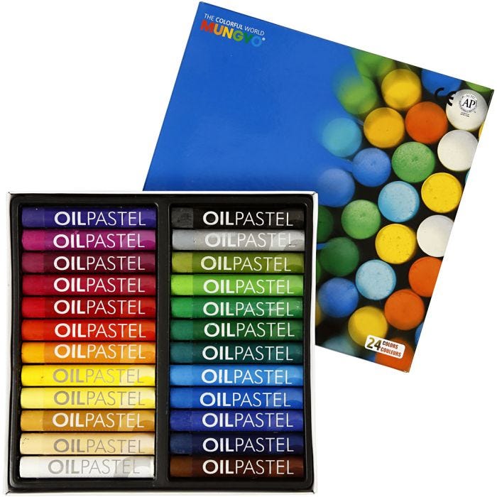 Mungyo Gallery Oil Pastel, L. 7 cm, grosor 11 mm, surtido de colores, 24 ud/ 1 paquete