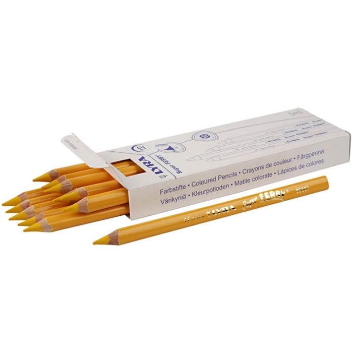 Super Ferby 1 lápices de colores, L. 18 cm, mina 6,25 mm, amarillo, 12 ud/ 1 paquete