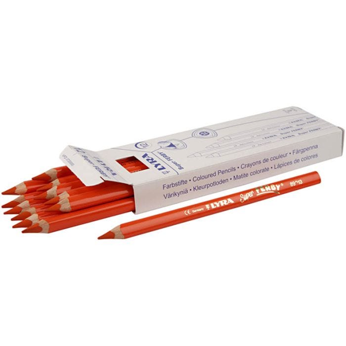 Super Ferby 1 lápices de colores, L. 18 cm, mina 6,25 mm, naranja, 12 ud/ 1 paquete