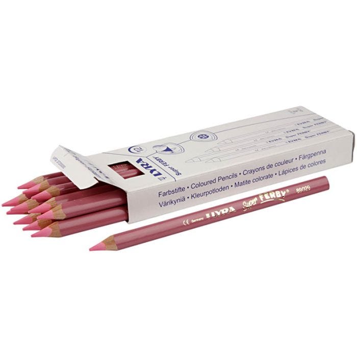 Super Ferby 1 lápices de colores, L. 18 cm, mina 6,25 mm, rojo claro, 12 ud/ 1 paquete