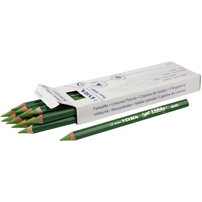Super Ferby 1 lápices de colores, L. 18 cm, mina 6,25 mm, verde claro, 12 ud/ 1 paquete