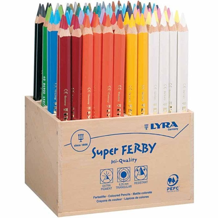 Super Ferby 1 lápices de colores, L. 18 cm, mina 6,25 mm, surtido de colores, 96 ud/ 1 paquete