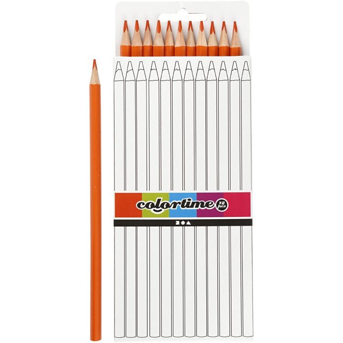 Lápices de Colores Colortime, L. 17 cm, mina 3 mm, naranja, 12 ud/ 1 paquete
