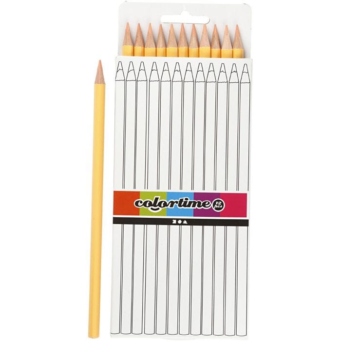 Lápices de Colores Colortime, L. 17 cm, mina 3 mm, polvo claro, 12 ud/ 1 paquete