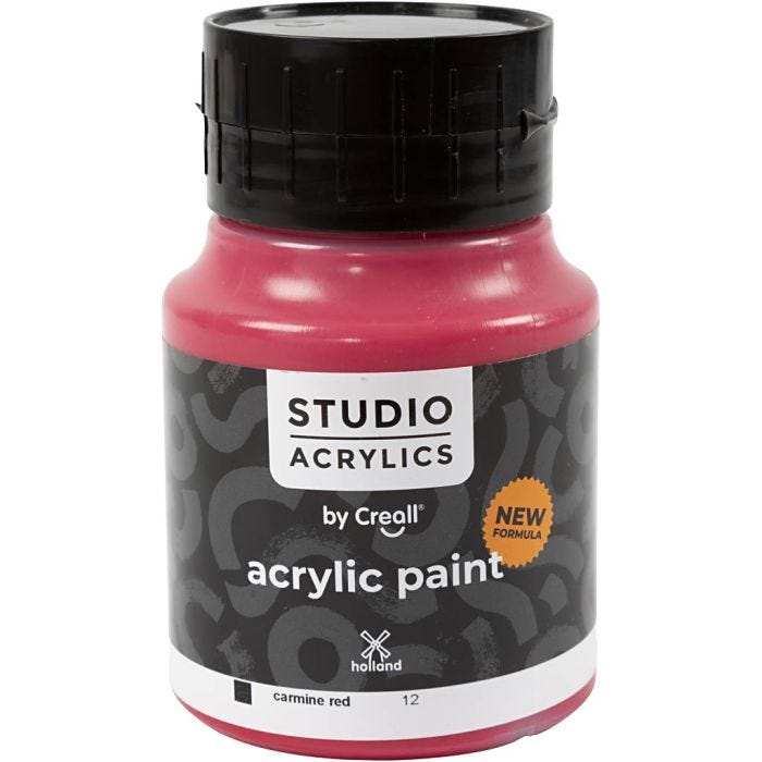 Pintura Acrílica Creall Studio, opaco, carmine red (12), 500 ml/ 1 botella