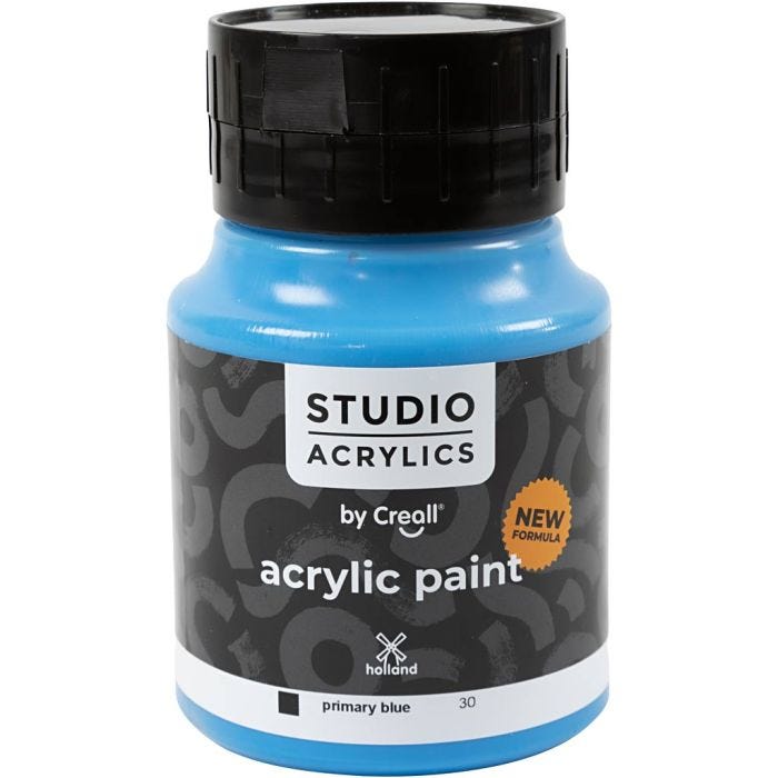 Pintura Acrílica Creall Studio, opaco, primary blue (30), 500 ml/ 1 botella