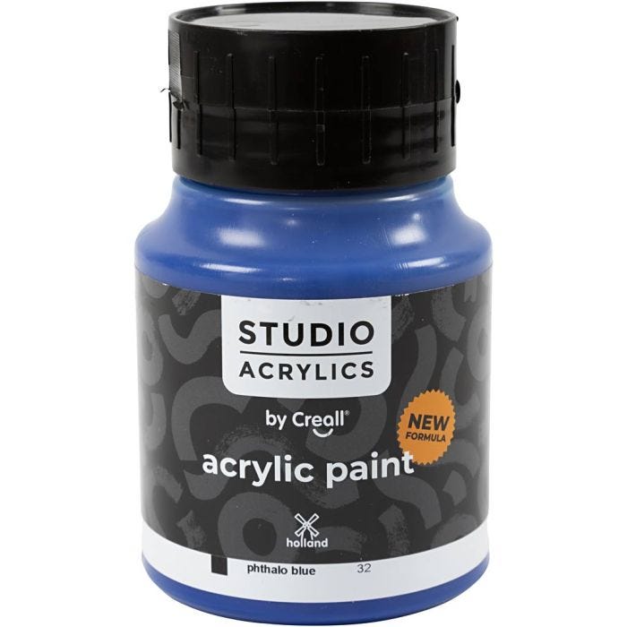 Pintura Acrílica Creall Studio, opaco, phtalo blue (32), 500 ml/ 1 botella