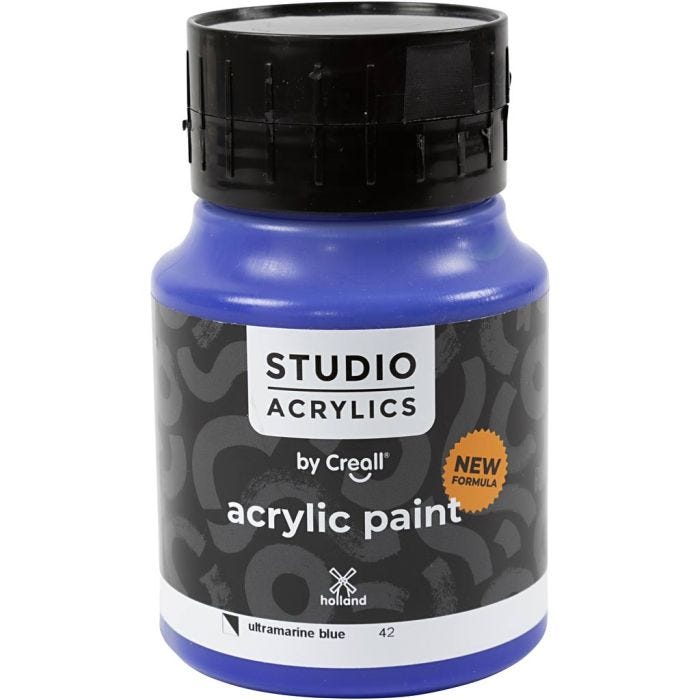 Pintura Acrílica Creall Studio, semi opaco, ultramarine blue (42), 500 ml/ 1 botella