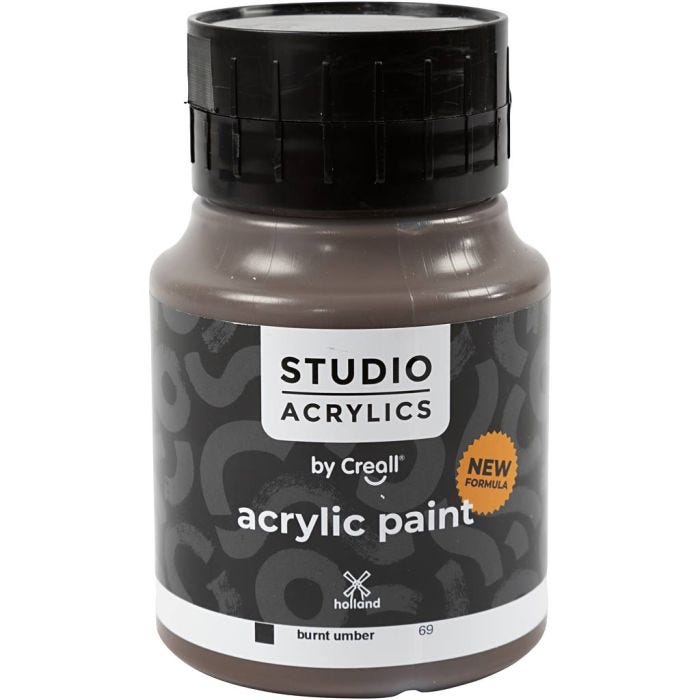 Pintura Acrílica Creall Studio, opaco, burnt umber (69), 500 ml/ 1 botella