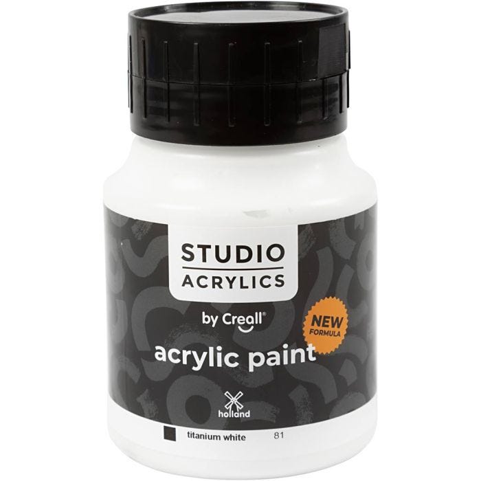 Pintura Acrílica Creall Studio, opaco, white (81), 500 ml/ 1 botella