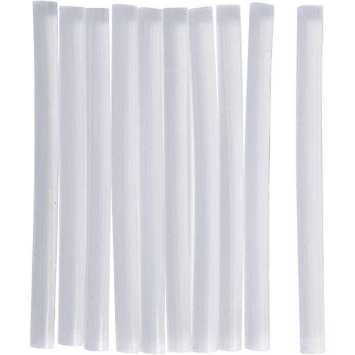 Barras de pegamento Mini, L. 10 cm, dia 7 mm, 10 ud/ 1 paquete