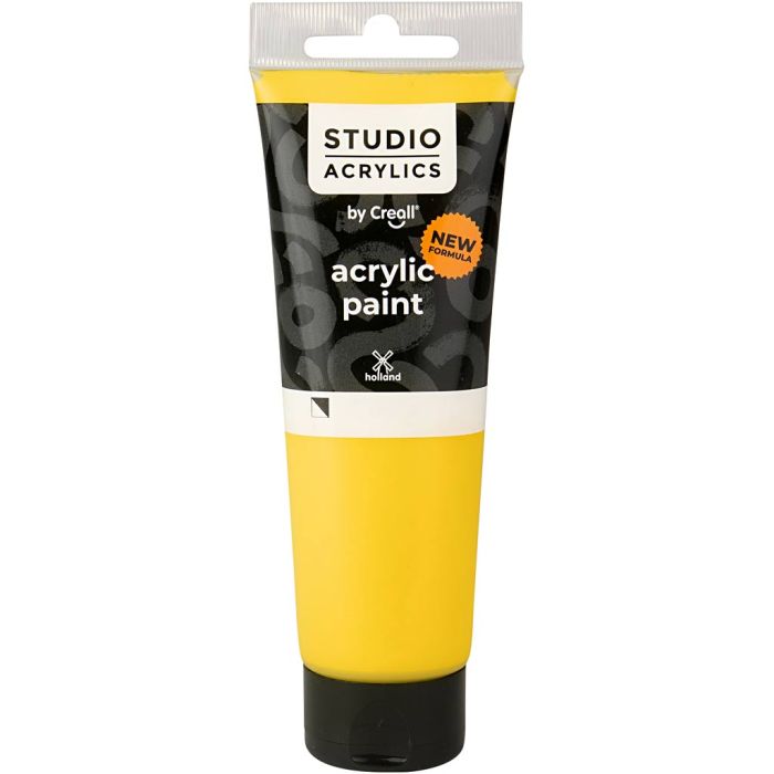 Pintura Acrílica Creall Studio, semi opaco, primary yellow (06), 120 ml/ 1 botella