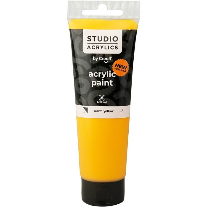 Pintura Acrílica Creall Studio, semi opaco, warm yellow (07), 120 ml/ 1 botella