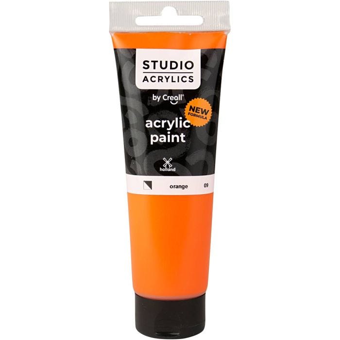 Pintura Acrílica Creall Studio, semi opaco, orange (09), 120 ml/ 1 botella