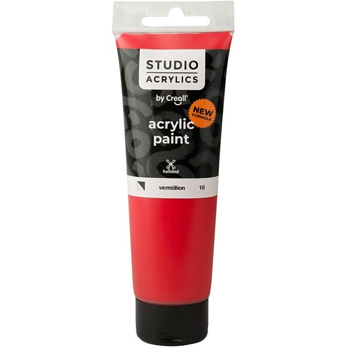 Pintura Acrílica Creall Studio, semi opaco, vermillion (10), 120 ml/ 1 botella