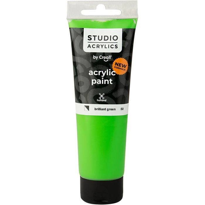 Pintura Acrílica Creall Studio, semi opaco, brilliant green (50), 120 ml/ 1 botella