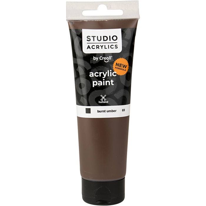 Pintura Acrílica Creall Studio, opaco, burnt umber (69), 120 ml/ 1 botella