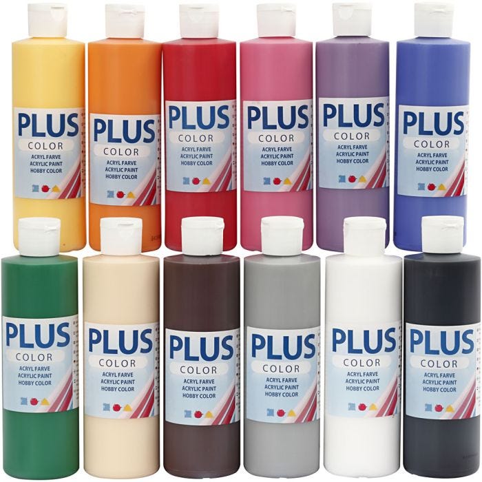 Pintura Craft Plus Color, colores estándar, 12x250 ml/ 1 paquete