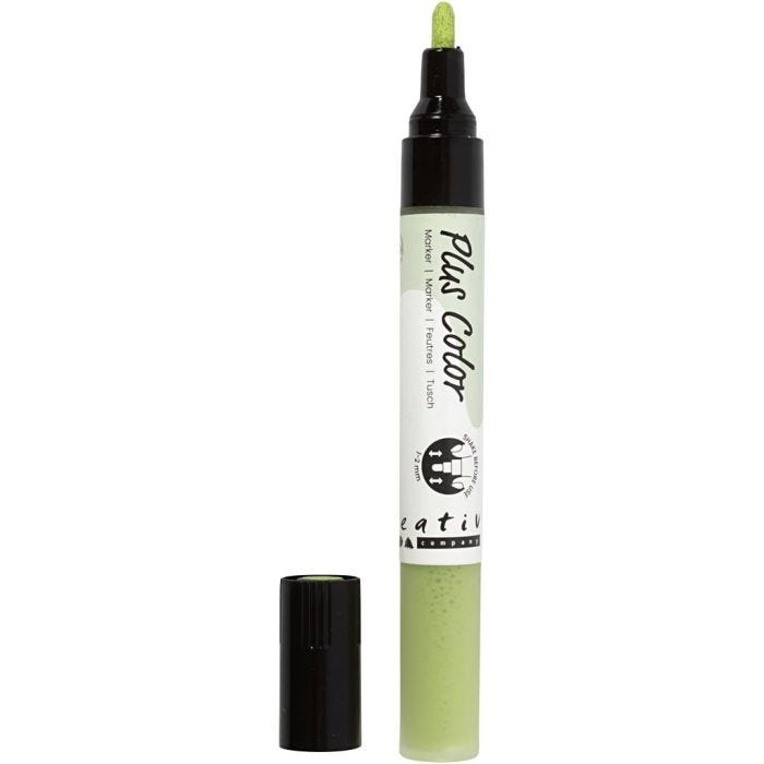 Surtido rotuladores Plus Color , L. 14,5 cm, trazo ancho 1-2 mm, verde hoja, 5,5 ml, 1 ud
