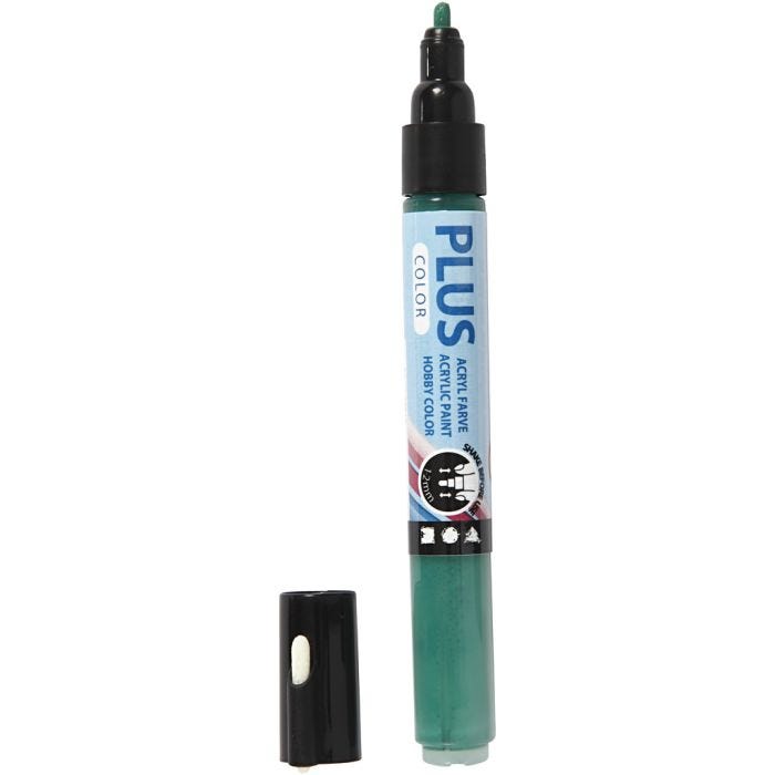 Surtido rotuladores Plus Color , L. 14,5 cm, trazo ancho 1-2 mm, verde oscuro, 5,5 ml, 1 ud