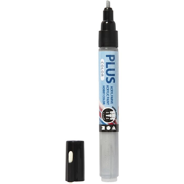 Surtido rotuladores Plus Color , L. 14,5 cm, trazo ancho 1-2 mm, gris lluvia, 5,5 ml, 1 ud