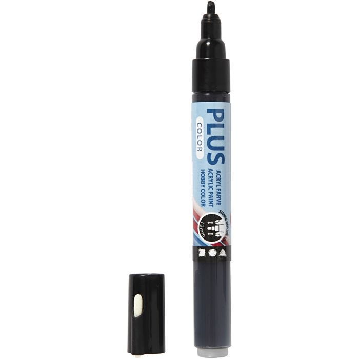 Surtido rotuladores Plus Color , L. 14,5 cm, trazo ancho 1-2 mm, negro, 5,5 ml, 1 ud