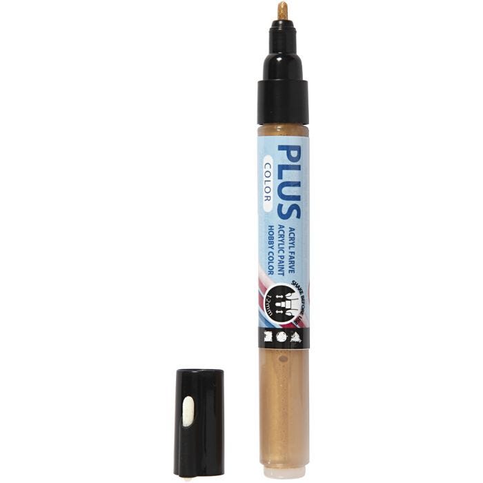 Surtido rotuladores Plus Color , L. 14,5 cm, trazo ancho 1-2 mm, dorado, 5,5 ml, 1 ud