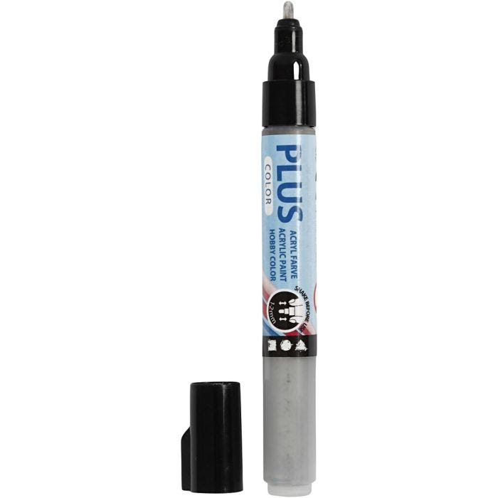 Surtido rotuladores Plus Color , L. 14,5 cm, trazo ancho 1-2 mm, plata, 5,5 ml, 1 ud