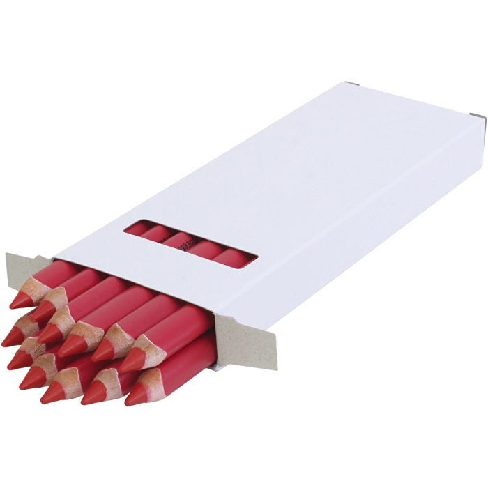 Lápices de Colores Edu Jumbo, grosor 10 mm, mina 6,25 mm, rojo oscuro, 12 ud/ 1 paquete
