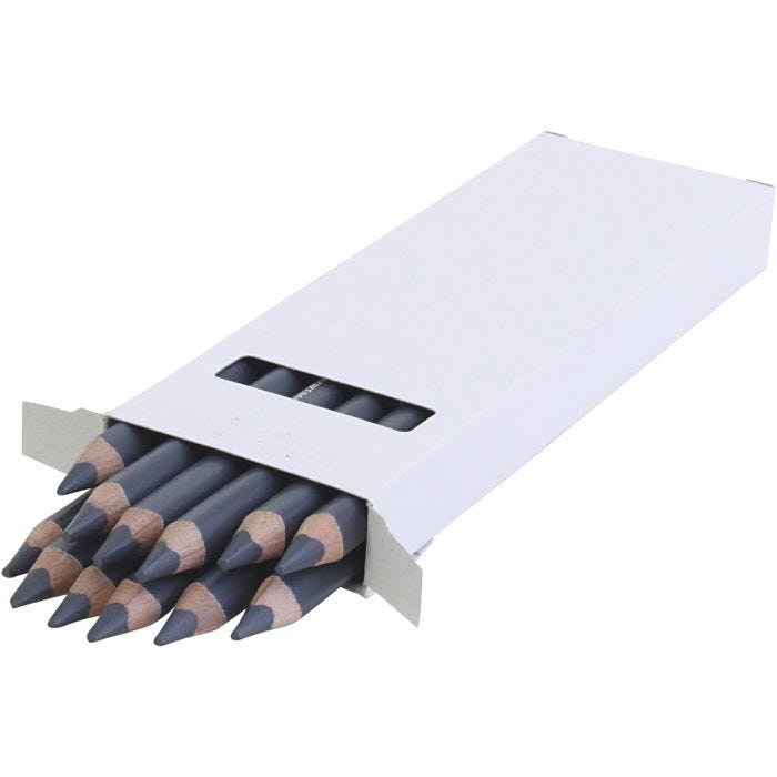 Lápices de Colores Edu Jumbo, grosor 10 mm, mina 6,25 mm, gris, 12 ud/ 1 paquete
