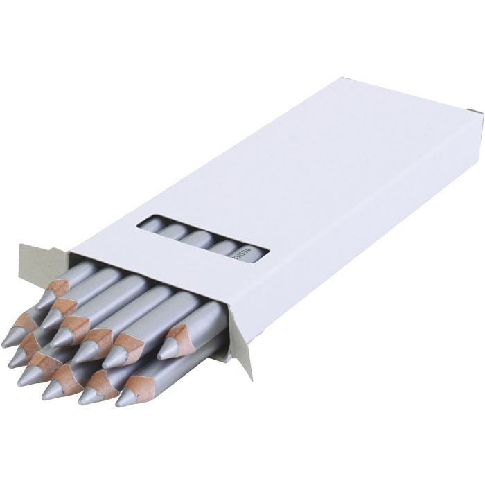 Lápices de Colores Edu Jumbo, grosor 10 mm, mina 6,25 mm, plata, 12 ud/ 1 paquete