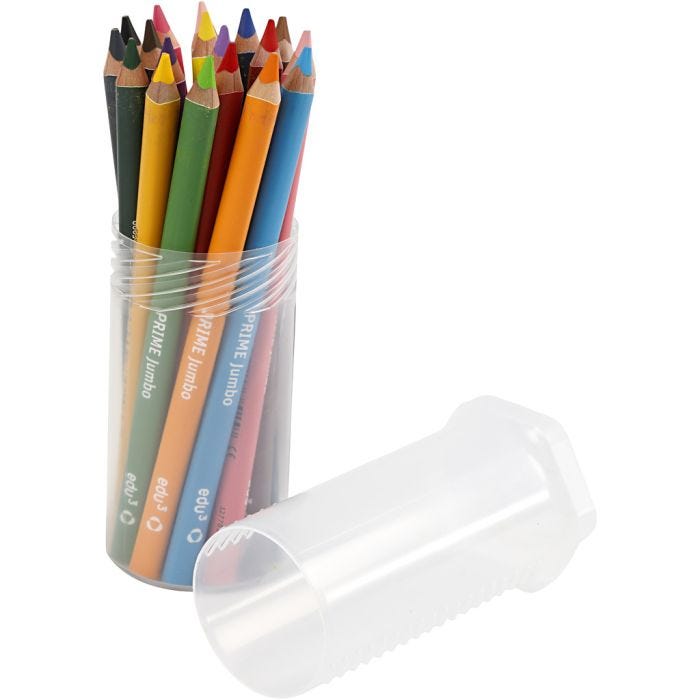 Lápices de Colores Edu Jumbo, grosor 10 mm, mina 6,25 mm, surtido de colores, 18 ud/ 1 paquete
