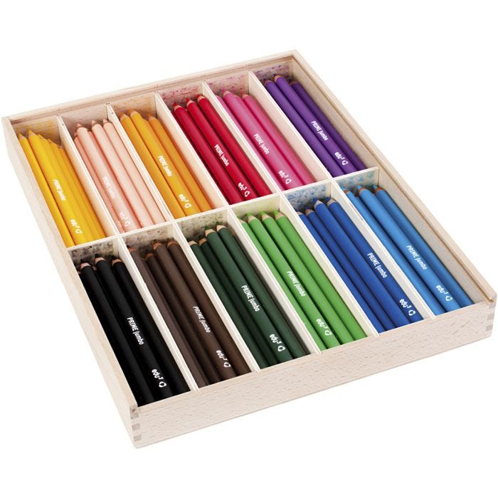 Lápices de Colores Edu Jumbo, grosor 10 mm, mina 6,25 mm, surtido de colores, 12x12 ud/ 1 paquete
