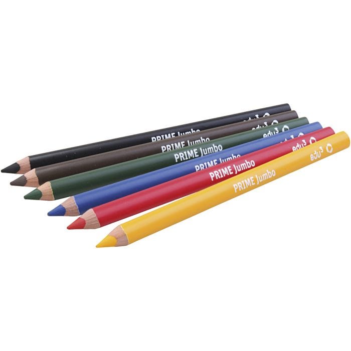 Lápices de Colores Edu Jumbo, grosor 10 mm, mina 6,25 mm, surtido de colores, 6 ud/ 1 paquete