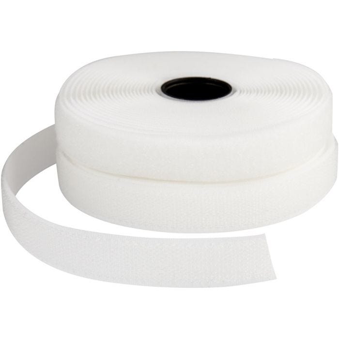 Velcro Hook And Loop, A: 20 mm, blanco, 5 m/ 1 rollo