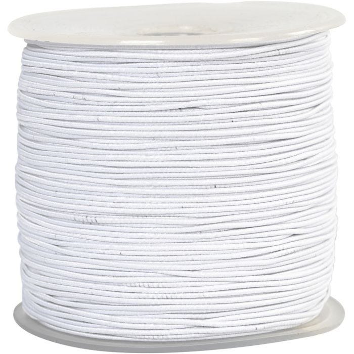 Cuerda elástica, grosor 1 mm, blanco, 250 m/ 1 rollo