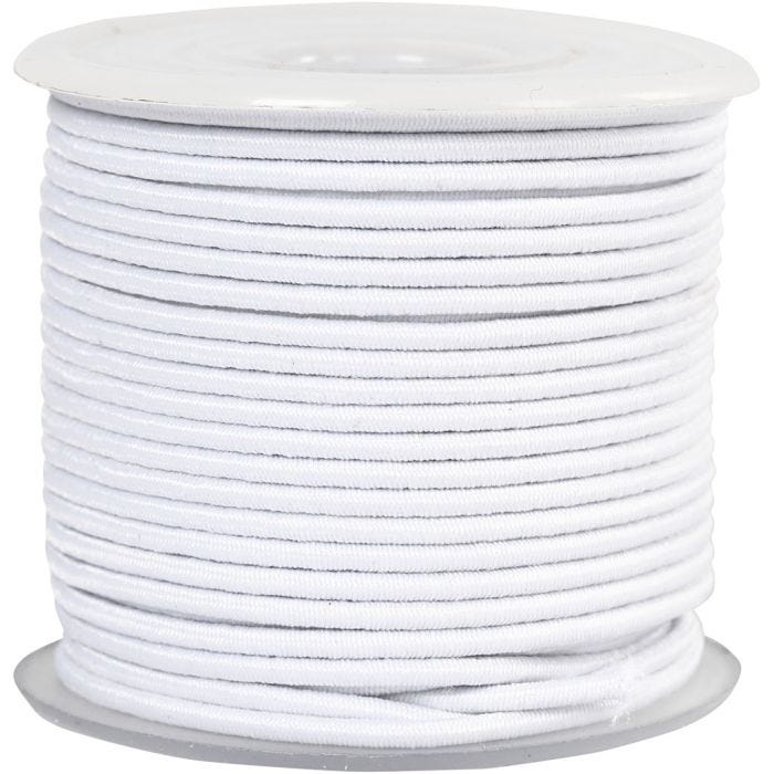 Cuerda elástica, grosor 2 mm, blanco, 25 m/ 1 rollo