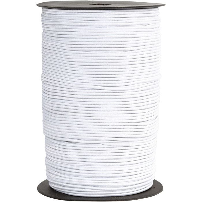 Cuerda elástica, grosor 2 mm, blanco, 250 m/ 1 rollo