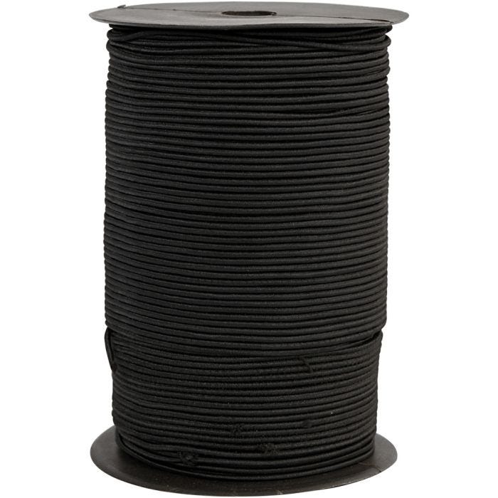 Cuerda elástica, grosor 2 mm, negro, 250 m/ 1 rollo