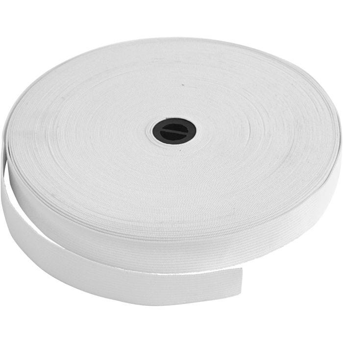 Cuerda elástica, A: 20 mm, blanco, 25m/ 1 rollo