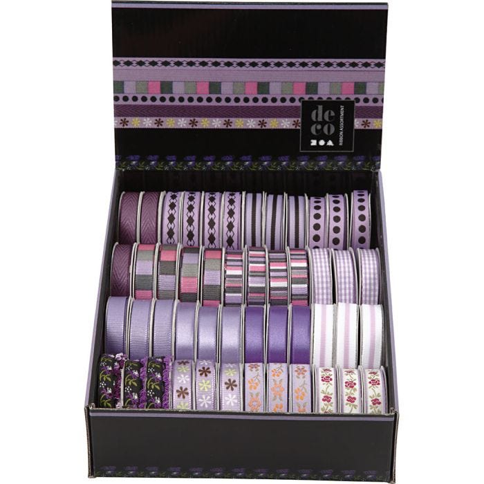 Cintas decoradas - surtido, A: 10 mm, morado, 48x2 m/ 1 paquete