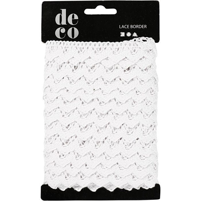 Puntilla De ganchillo, A: 19 mm, blanco, 10 m/ 1 rollo