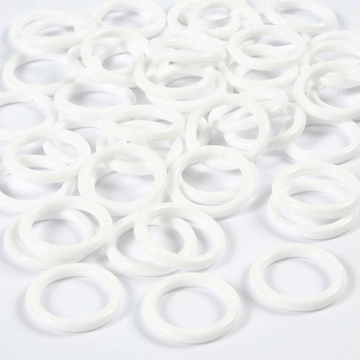 Anilla de plástico, medidas 15 mm, grosor 2 mm, blanco, 50 ud/ 1 paquete