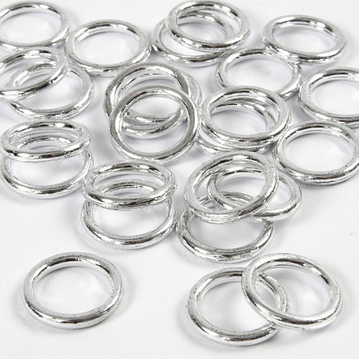 Anilla de plástico, medidas 15 mm, grosor 2 mm, plata, 25 ud/ 1 paquete