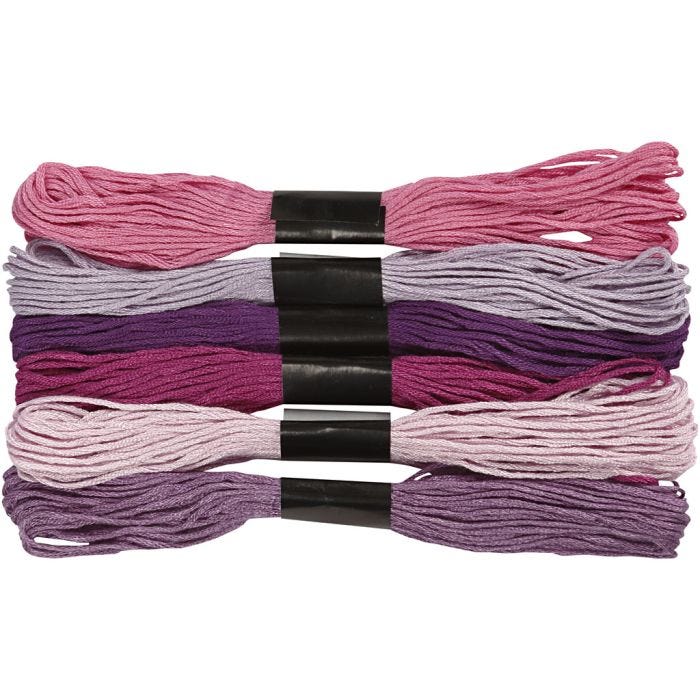 Hilo de Bordado, grosor 1 mm, morado, 6 fajo/ 1 paquete