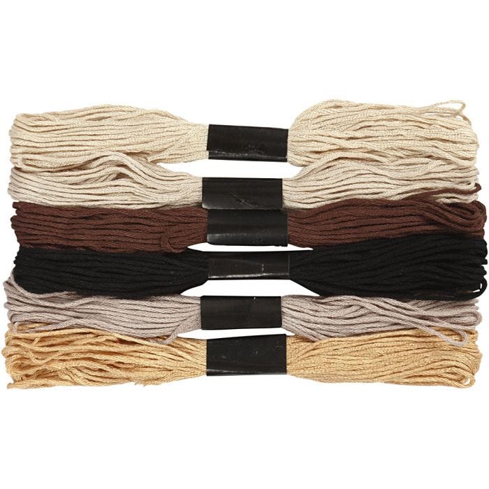Hilo de Bordado, grosor 1 mm, natural, 6 fajo/ 1 paquete
