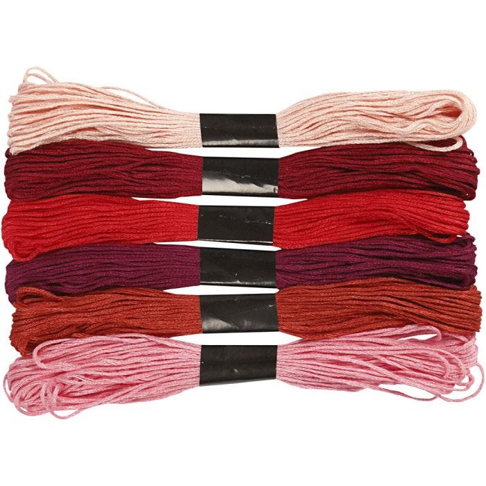 Hilo de Bordado, grosor 1 mm, rojo harmonía, 6 fajo/ 1 paquete
