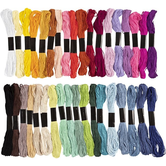 Hilo de Bordado, grosor 1 mm, surtido de colores, 42 fajo/ 1 paquete
