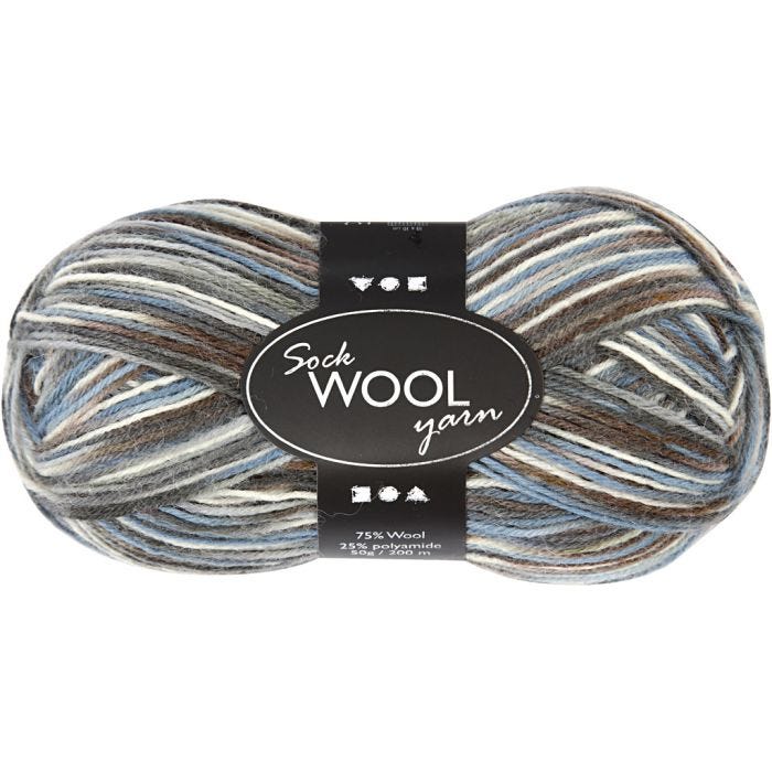Lana para Tejer, L. 200 M, azul/gris harmonía, 50 gr/ 1 bola