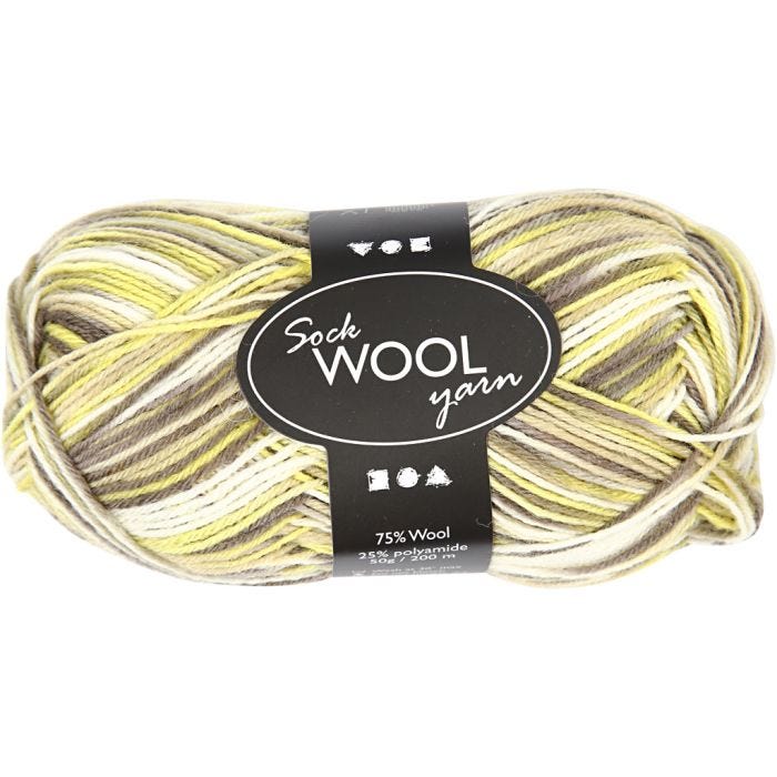 Lana para Tejer, L. 200 M, verde, amarillo, 50 gr/ 1 bola